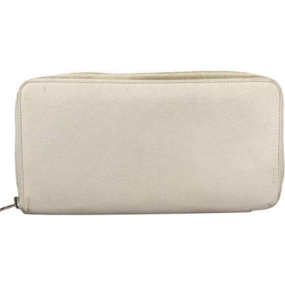010206BH (L2) Hermes Wallet Long Azap Silk In Veau Epsom White Leather - Picture 1 of 9